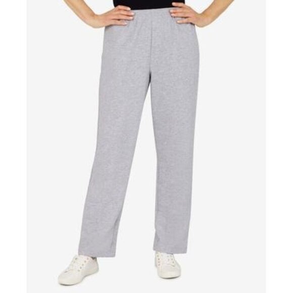 Alfred Dunner Womens Floral Park French Terry Short Pant, Grey Heather P-L NEW - Picture 1 of 9